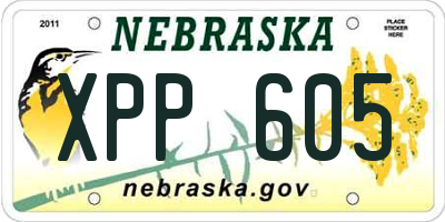 NE license plate XPP605