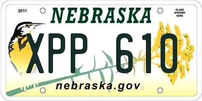 NE license plate XPP610