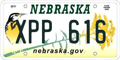 NE license plate XPP616