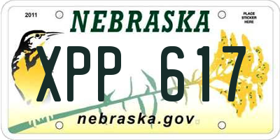 NE license plate XPP617
