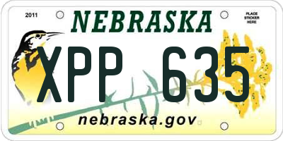 NE license plate XPP635