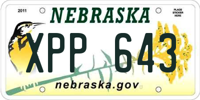 NE license plate XPP643