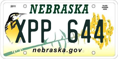 NE license plate XPP644