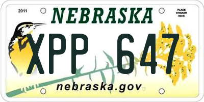 NE license plate XPP647