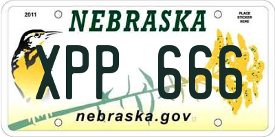 NE license plate XPP666