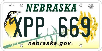 NE license plate XPP669