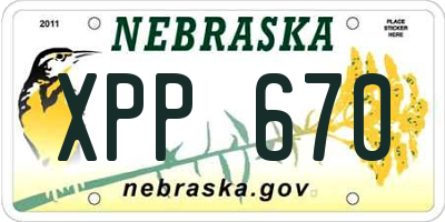 NE license plate XPP670