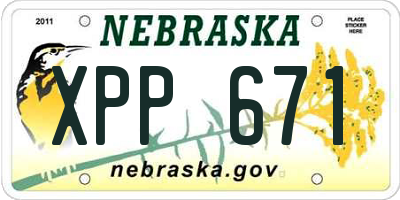 NE license plate XPP671