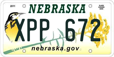 NE license plate XPP672