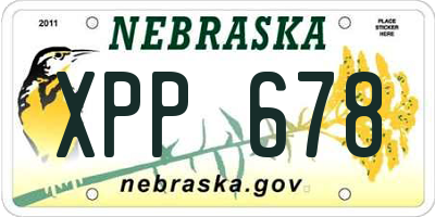 NE license plate XPP678
