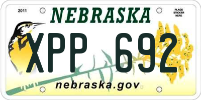 NE license plate XPP692