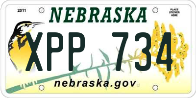 NE license plate XPP734