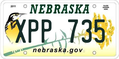 NE license plate XPP735