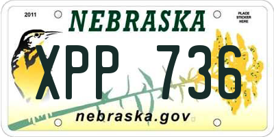 NE license plate XPP736