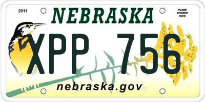 NE license plate XPP756