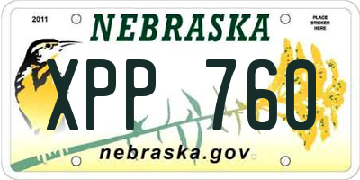 NE license plate XPP760