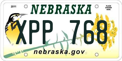 NE license plate XPP768