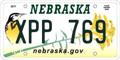 NE license plate XPP769