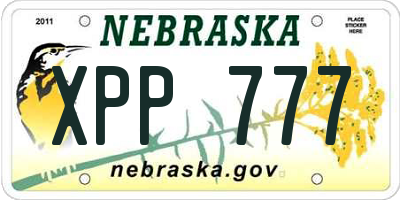 NE license plate XPP777