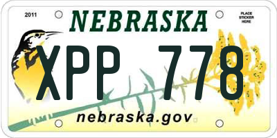 NE license plate XPP778