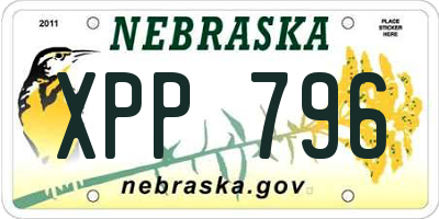 NE license plate XPP796