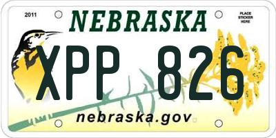 NE license plate XPP826