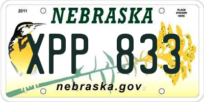 NE license plate XPP833