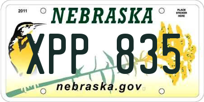 NE license plate XPP835