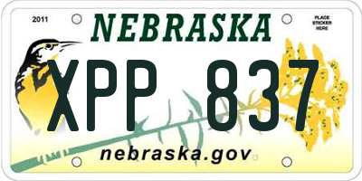 NE license plate XPP837