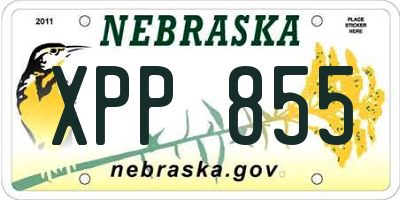 NE license plate XPP855