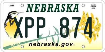 NE license plate XPP874