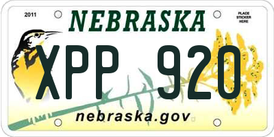NE license plate XPP920