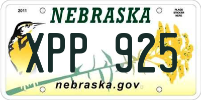 NE license plate XPP925