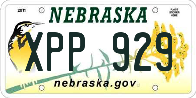 NE license plate XPP929