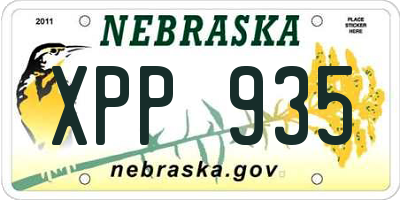 NE license plate XPP935