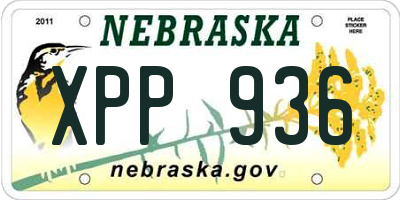 NE license plate XPP936