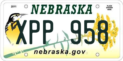 NE license plate XPP958