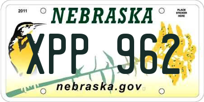NE license plate XPP962