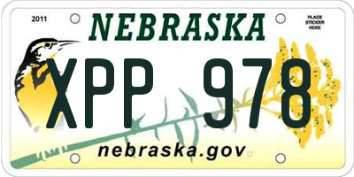 NE license plate XPP978