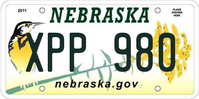 NE license plate XPP980