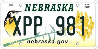 NE license plate XPP981