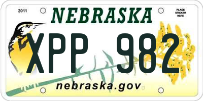 NE license plate XPP982