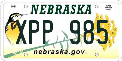 NE license plate XPP985