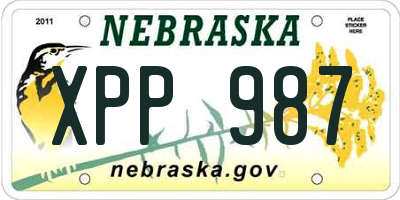 NE license plate XPP987
