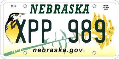 NE license plate XPP989