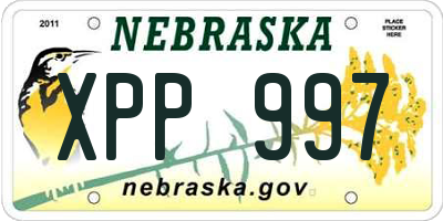NE license plate XPP997