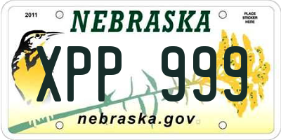 NE license plate XPP999