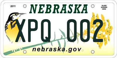 NE license plate XPQ002