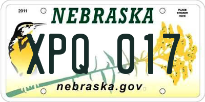 NE license plate XPQ017