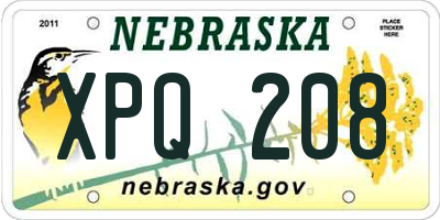 NE license plate XPQ208